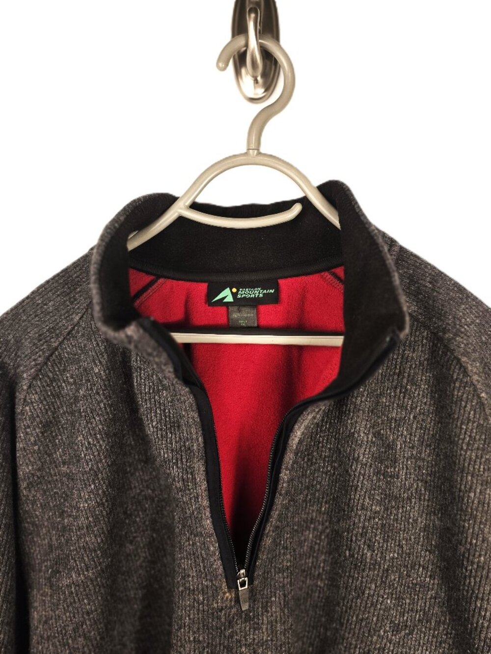 Eastern Mountain Sports Mens 1/4 Zip Pullover Fleece 2XL Gray Ribbed EMS Hiking